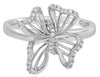 ESTATE .12CT DIAMOND 14KT WHITE GOLD 3D LOVE KNOT BUTTERFLY FLOWER FUN RING