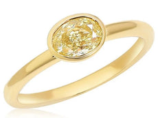 .59CT FANCY YELLOW DIAMOND 18KT YELLOW GOLD OVAL SOLITAIRE BEZEL ENGAGEMENT RING