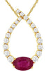 .89CT DIAMOND & AAA RUBY 14K YELLOW GOLD OVAL & ROUND TEAR DROP FLOATING PENDANT