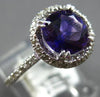 ESTATE 2.22CT DIAMOND & AAA AMETHYST 14KT WHITE GOLD ROUND HALO ENGAGEMENT RING