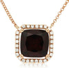 2.79CT DIAMOND & AAA RHODOLITE 14K ROSE GOLD 3D CUSHION & ROUND OCTAGON NECKLACE
