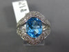 5.52CT DIAMOND & AAA BLUE TOPAZ 14K WHITE GOLD 3D OVAL STATEMENT SEMI BEZEL RING