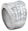 LARGE 5CT DIAMOND 18KT WHITE GOLD PRINCESS & BAGUETTE MULTI ROW ANNIVERSARY RING