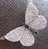 ESTATE LARGE .52CT WHITE & BLACK DIAMOND 14KT WHITE GOLD BUTTERFLY LOVE NECKLACE