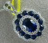 ESTATE LARGE 2.32CT DIAMOND & AAA SAPPHIRE 18K WHITE GOLD 3D OVAL FLOWER PENDANT