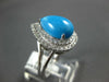 ESTATE LARGE 3.87CT DIAMOND & AAA TURQUOISE 14KT WHITE GOLD PEAR SHAPE HALO RING
