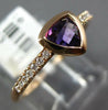 ESTATE .43CT DIAMOND & AAA AMETHYST 14K ROSE GOLD 3D TRILLION CUT BEZEL FUN RING