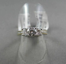 ESTATE 1.0CT 14KT WHITE & YELLOW GOLD PAST PRESENT FUTURE MILGRAIN DIAMOND RING
