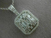 ESTATE EXTRA LARGE 2.07CT ROUND BAGUETTE DIAMOND 14K WHITE GOLD CLUSTER PENDANT