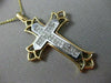 ESTATE LARGE 1.0CT PRINCESS DIAMOND 14KT WHITE & YELLOW GOLD CROSS PENDANT #6289