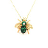 ESTATE .52CT DIAMOND & AAA EMERALD 18KT YELLOW GOLD 3D BEE LOVE FLOATING PENDANT