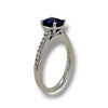 ESTATE 1.85CT DIAMOND & AAA SAPPHIRE 18K WHITE GOLD OVAL & ROUND ENGAGEMENT RING