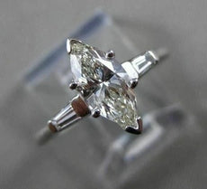 ESTATE WIDE .95CT DIAMOND MARQUISE 14K WHITE GOLD 3 STONE ENGAGEMENT RING #22182
