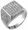 ESTATE LARGE 2.30CT DIAMOND 14KT WHITE GOLD 3D SQUARE PAVE CLASSIC MENS RING