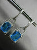 ESTATE 3.98CT DIAMOND & BLUE TOPAZ 14KT WHITE GOLD HALO HANGING EARRINGS #25034