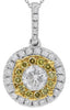 .80CT WHITE & FANCY YELLOW DIAMOND 18K 2 TONE GOLD 3D SOLITAIRE FLOATING PENDANT