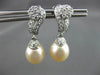 ESTATE .60CT DIAMOND & PEARL 14KT WHITE GOLD 3D FLOWER HANGING EARRINGS #22109