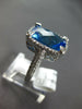 ESTATE LARGE 8.0CT DIAMOND & AAA BLUE TOPAZ 14KT WHITE GOLD 3D FILIGREE FUN RING