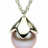 ESTATE AAA PINK PEARL 14KT WHITE GOLD 3D MULTI LEAF SOLITAIRE FLOATING PENDANT