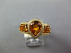WIDE 2.38CT DIAMOND & AAA CITRINE 14KT YELLOW GOLD PEAR SHAPE & ROUND BEZEL RING