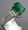3.13CT DIAMOND & AAA EMERALD 14K WHITE GOLD EMERALD CUT FILIGREE ENGAGEMENT RING