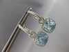 LARGE 4.70CT DIAMOND & AAA BLUE TOPAZ 14KT WHITE GOLD 3D HALO LEVERBACK EARRINGS