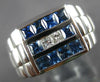 WIDE .86CT DIAMOND & AAA SAPPHIRE 18K WHITE GOLD PRINCESS SQUARE MENS RING 27175