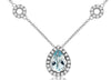 .93CT DIAMOND & AAA AQUAMARINE 14KT WHITE GOLD PEAR SHAPE & ROUND LOVE NECKLACE