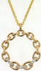 ESTATE .05CT DIAMOND 14KT YELLOW GOLD 3D OVAL LINK CIRCLE OF LIFE FUN PENDANT