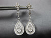 ESTATE .3CT DIAMOND 14KT WHITE GOLD 3D PAVE TEAR DROP FLOWER HANGING EARRINGS
