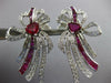 ESTATE EXTRA LARGE 8.75CT DIAMOND & AAA RUBY 14K WHITE GOLD BOW CLIP ON EARRINGS