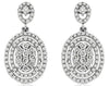 1.0CT DIAMOND 14KT WHITE GOLD ROUND CLUSTER DOUBLE HALO CLASSIC HANGING EARRINGS