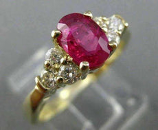 ESTATE 1.39CT DIAMOND & AAA RUBY 14K YELLOW GOLD CLASSIC ENGAGEMENT RING #2450