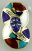 .85CT DIAMOND & AAA TANZANITE & MULTI GEM 14KT YELLOW GOLD INFINITY OVAL PENDANT