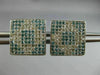 ESTATE 1.0CT WHITE & BLUE DIAMOND 14K WHITE GOLD GEOMETRIC SQUARE EARRINGS 19576