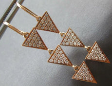 .98CT DIAMOND 14KT ROSE GOLD TRIANGULAR PAST PRESENT FUTURE FUN HANGING EARRINGS
