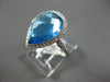 LARGE 5.26CT DIAMOND & AAA BLUE TOPAZ 14KT WHITE GOLD 3D PEAR SHAPE & ROUND RING
