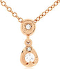ESTATE .11CT DIAMOND 14KT ROSE GOLD 3D TEAR DROP CLASSIC LARIAT LOVE NECKLACE