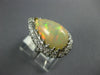 ANTIQUE LARGE 2.75CT DIAMOND & AAA OPAL 14KT WHITE GOLD 3D PEAR SHAPE RING #1049