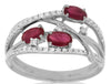 ESTATE .90CT DIAMOND & AAA RUBY 14K WHITE GOLD OVAL & ROUND CRISS CROSS FUN RING