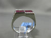 ESTATE WIDE 1.54CT DIAMOND AAA RUBY 18KT WHITE GOLD SQUARE RECTANGULAR MENS RING