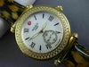 LARGE MICHELE CABER .58CT DIAMOND MOTHER OF PEARL STAINLESS STEEL CHEETAH WATCH