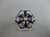 ANTIQUE LARGE .18CT OLD MINE DIAMOND & BLUE ENAMEL 18KT 2 TONE GOLD RING #27709