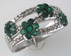 ESTATE 1.22CT DIAMOND & AAA EMERALD 14KT WHITE GOLD MULTI FLOWER FUN LOVE RING