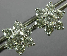 ESTATE LARGE 2.0CT DIAMOND 14KT WHITE GOLD FLOWER STAR SCREW BACK STUD EARRINGS