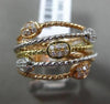 ESTATE WIDE .24CT DIAMOND 18KT TRI COLOR GOLD 3D MULTI ROW CRISS CROSS OVAL RING