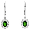 1.18CT DIAMOND & AAA RUSSALITE 14KT WHITE GOLD FLOWER LEVERBACK HANGING EARRINGS