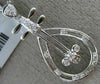 ESTATE .14CT DIAMOND 18K WHITE GOLD 3D ETOILE PEAR SHAPE GUITAR FLOATING PENDANT