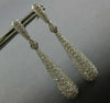 LARGE 4.74CT DIAMOND 14K WHITE GOLD ELONGATED TEAR DROP CLASSIC HANGING EARRINGS