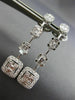 ESTATE 1.85CT DIAMOND 18KT WHITE GOLD JOURNEY HALO SQUARE STUD HANGING EARRINGS